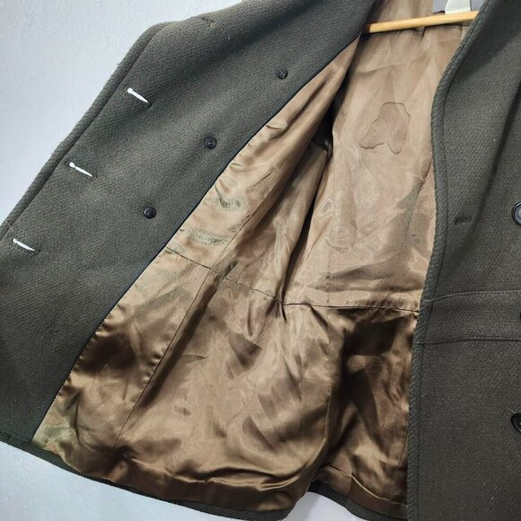 J. Crew green Stadium Cloth Nello Gori Wool Double Breasted Pea Coat - Picture 5 of 5